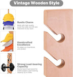 Solid Wood Hat Rack for Wall (3 Pack) - 30 Baseball Cap Organizer - Premium Beech Hat Holder & Vertical Display - Heavy Duty 