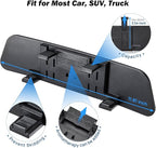 JOYTUTUS Rearview Mirror, 12 Inch Panoramic Anti-Glare Clip-on Wide Angle Convex Rear View Mirror, Effectively to Reduce Blind Spot, Universal for More Car SUV Trucks -Blue