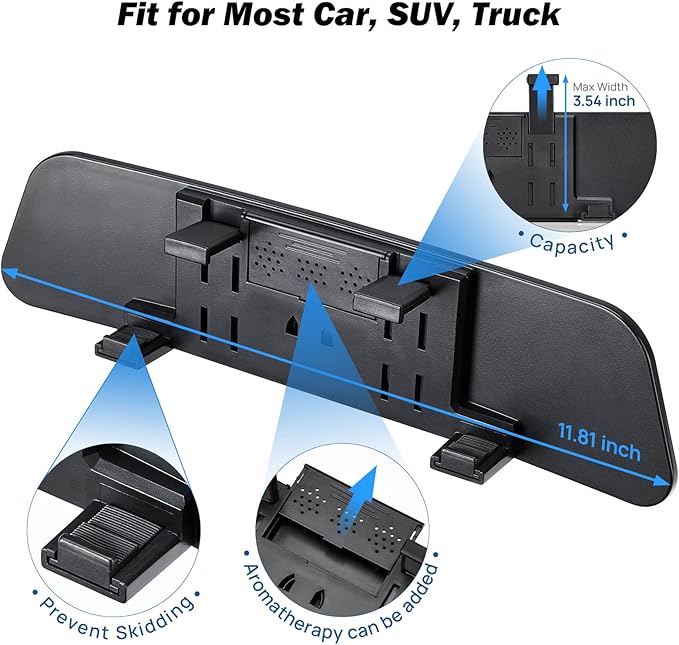 JOYTUTUS Rearview Mirror, 2 pack 12 Inch Panoramic Anti-Glare Clip-on Wide Angle Convex Rear View Mirror, Effectively to Reduce Blind Spot, Universal for More Car SUV Trucks -Blue