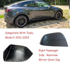 Compatible with Tesla Model Y Side Mirror Cover Replacement 2021 2022 2023 2024, Right Passenger Side Rearview Mirror Cover Cap for Model Y Accessories(Silver)
