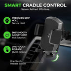 Simple CD Cradle Phone Mount - Upgraded Hands-Free Car Phone Holder - Thick Case Friendly - Mount for CD Player - Compatible with iPhone 12-17 & iPhone Air, Android - Black