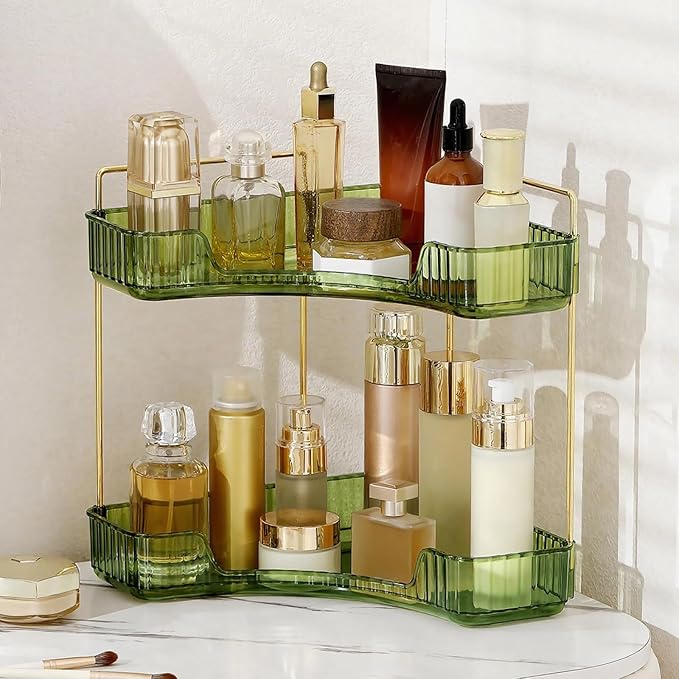 INVSSENE Corner Bathroom Countertop Organizer, Vanity Trays for Counter, Makeup Organizers, Perfume Tray, Kitchen Spice Rack,