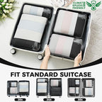 BAGAIL 6 Set Lightweight Compression Packing Cubes with Packing List, Anti-Tearing Expandable Organizer Bags for Travel, Blac