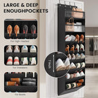 Mefirt 16-20 Pairs Over the Door Shoe Organizer, Clear Pockets Shoe Rack for Closet Door, Hanging Shoe Rack for Boots, Behind