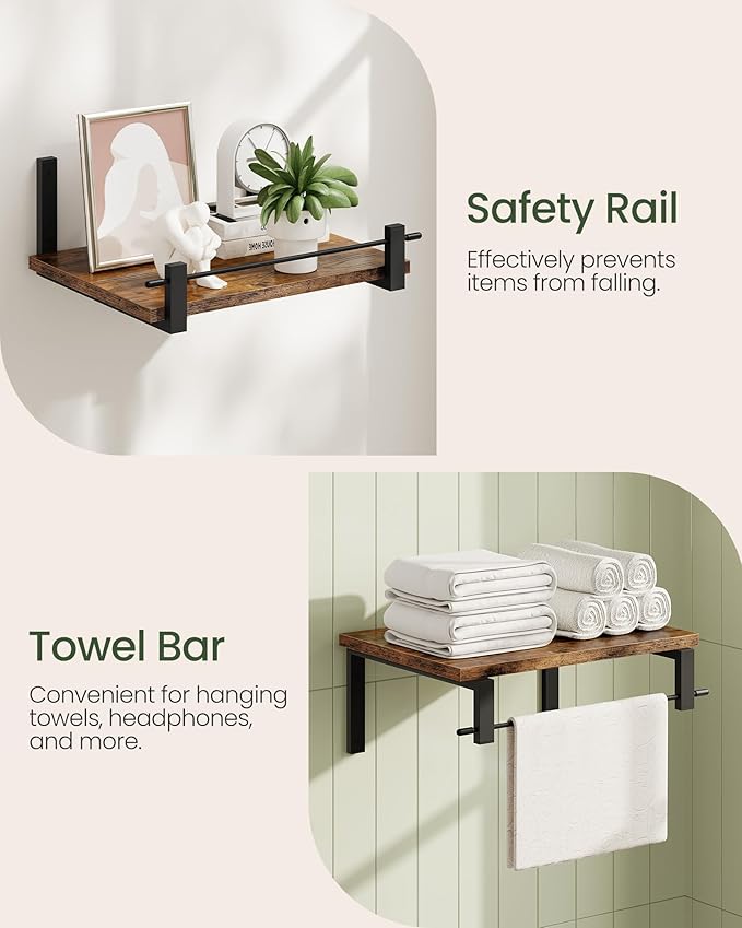 12 inch Deep Floating Shelves and Floating Shelves for Wall Bundle, Wall Mounted Shelves for Living Room, Bedroom, Study, Bat