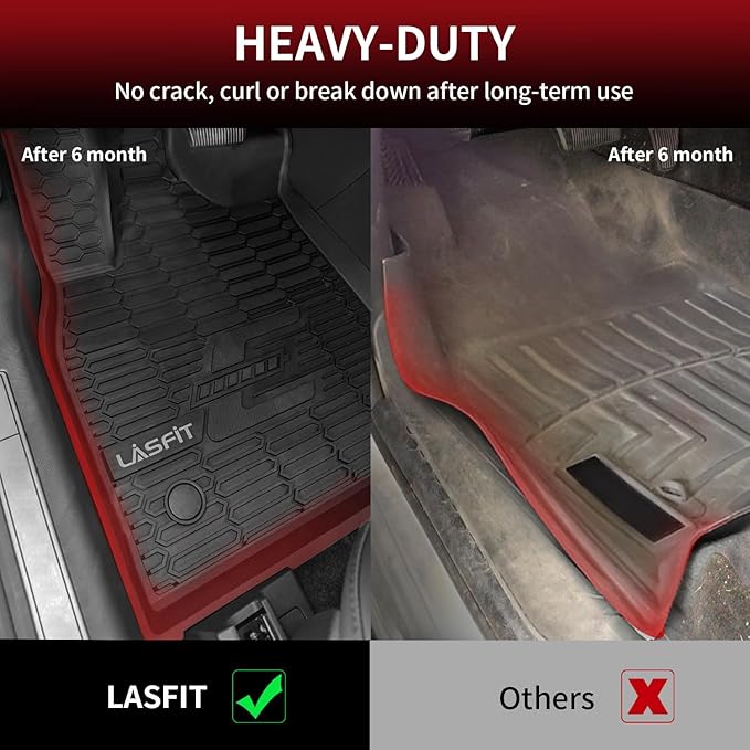 LASFIT Floor Mats and Trunk Mat for Ford Mustang Mach-E 2026 2025 2024 2023 2022 2021 (Cargo Floor in Top Position) All Weather TPE Car Liners, 1st & 2nd Row & Cargo Liner, 4pcs Black