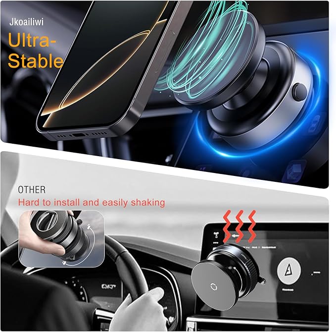 Electric Vacuum Magnetic Phone Holder for Car, [Auto-Seal & One-Touch Release] Suction Cup Phone Mount for Content Creator TikTok Vlogging Travel, 360 Adjustable for iPhone 12-17 Pro Max