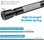 AIZESI 2 Pack Adjustable Tension Curtain Rod 32 to 58 inch, Curtain Rods No Drilling Expandable Spring Loaded Curtain Rods fo
