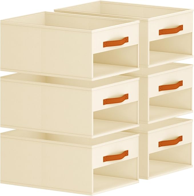 Homsorout Drawer Organizers and Storage - 6 Pack Foldable Pants Organizer with Clear Window & Handles, Fabric Closet Organize