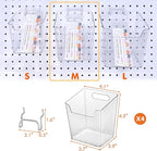 LIGHT DUST Clear Pegboard Cups with Hooks, 1/8" & 1/4" Peg Board Orangizer Accessories Aesthetic Decoration for Garage Workbe