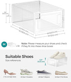SONGMICS Shoe Boxes, Pack of 12 Shoe Storage Organizers, Stackable Clear Plastic Boxes for Closet, Sneakers, 13.1 x 9.1 x 5.6