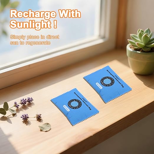Silica Gel Desiccant Packets, Indicating Rechargeable Desiccant Packs for Storage, 100g×2pcs Moisture Absorbers for car Gun