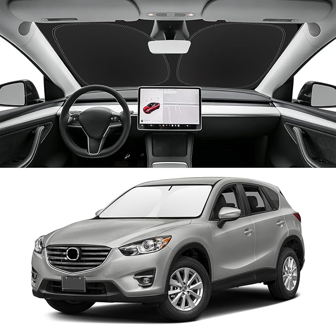 Custom Fit Windshield Sun Shade for Mazda CX5 2013-2016, Blocks UV & Heat, Front Window Sunshade Accessories, Easy Fold & Store Keep Your Car Cooler
