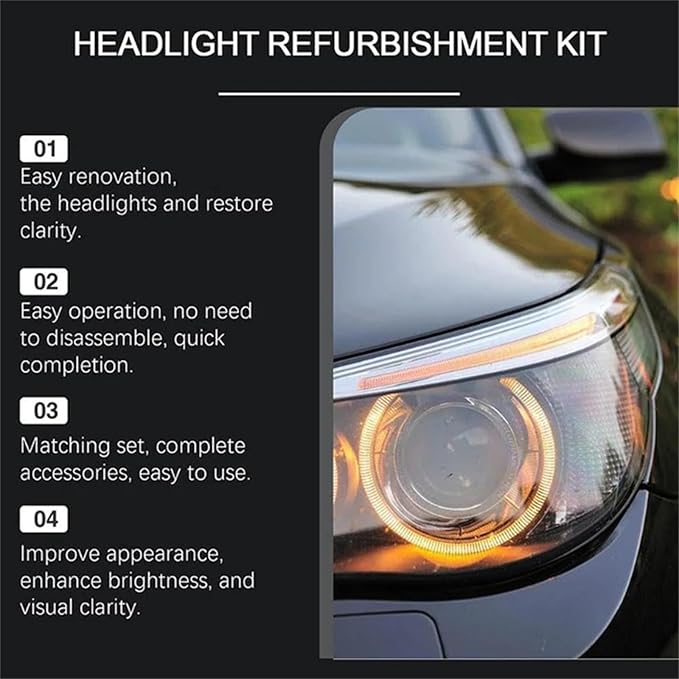 Headlight Cleaner, Headlight Restoration Kit, 2026 New Automotive Headlamp Restoration Fluid Kit for Superior Gloss & Protect