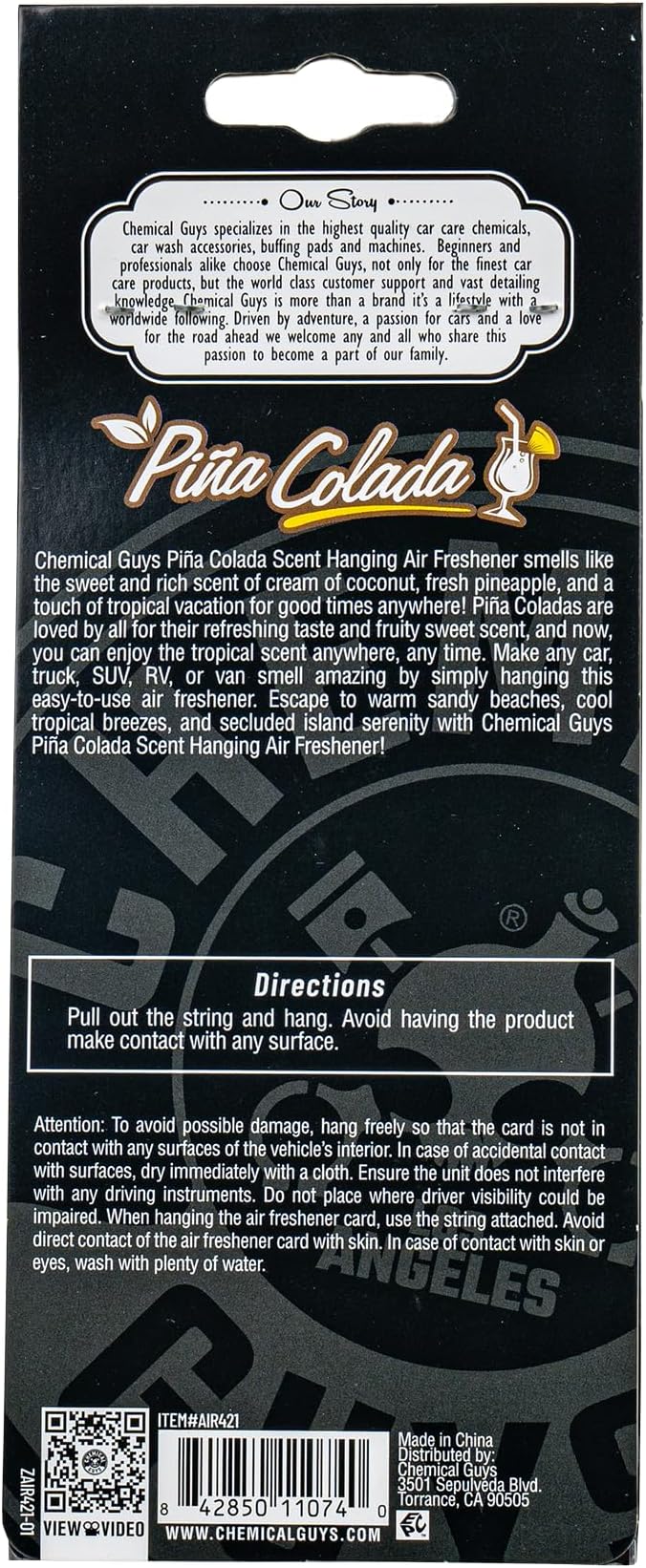 Chemical Guys Car Fresheners, Hanging Air Fresheners - Pina Colada Scent for Cars, Trucks, SUVs, RVs, Home, Office, Work, Dor