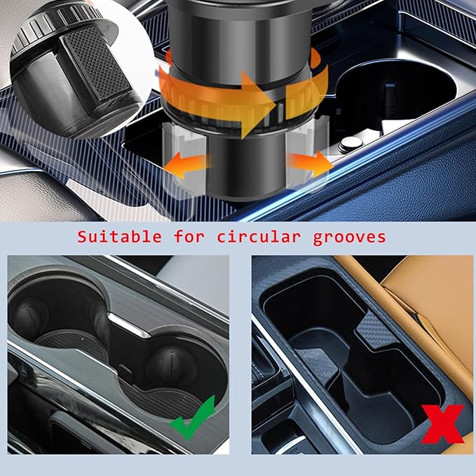 Cup Holder Expander for car, 2 in 1 Multifunctional Car Cup Holder Extender Adapter,with Adjustable Base,Compatible with Hydr
