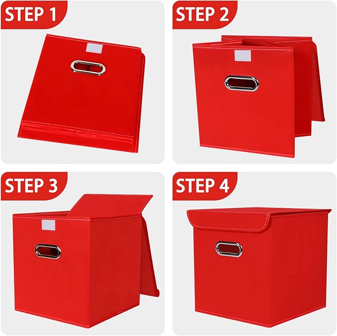 Closet Organizers Fabric Storage Bins With Lids Collapsible Cube Storage Organizer Basket With Handles,Storage Boxes for Clot