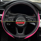 LABBYWAY Microfiber Leather Auto Car Steering Wheel Cover, Universal Fit 15 Inch Anti-Slip Wheel Protector, Pink
