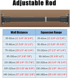 Closet Rod Heavy Duty Closet Poles for Hanging Clothes, Drilling Clothes Rail Extendable, Wall Mount Permanent Curtain Rods H