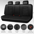 CAR PASS Leather Back Seat Cover, Universal Waterproof Bench Rear Seat Cover Zipper Split Rear Bench Protector Fit 95% Automo