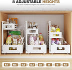2 Pack 21IN-Depth Under Sink Organizer,Pull Out Cabinet Organizer With Smooth Cylindrical Rail,Metal Slide Out Drawer for Kit