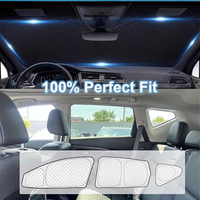 KMF 8pcs Thicken Sun Shades for Nissan Murano 2015-2024 Accessories, Full Car Window Covers Sunshade for Windshield Side Rear, UV Block and Blackout Privacy for Car Camping Outdoor