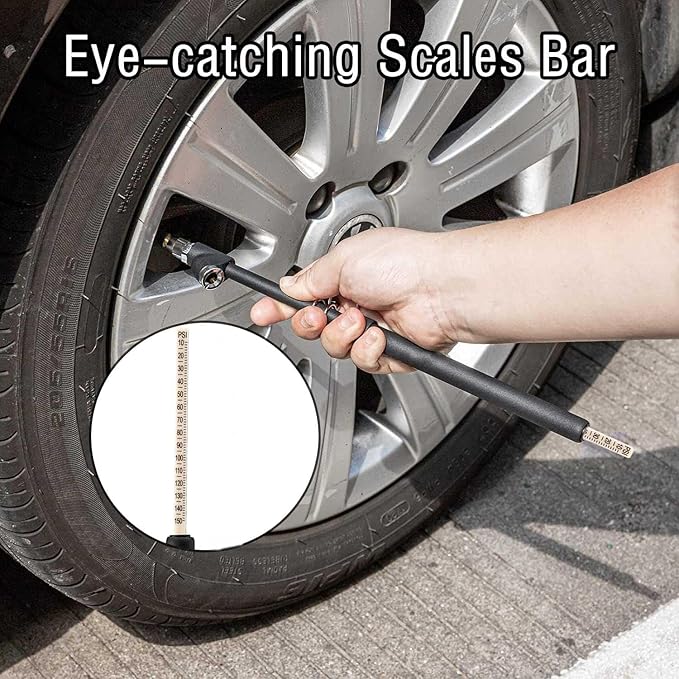 Tire Pressure Gauge Heavy Duty Dual Head Truck Tire Gauge Solid Brass Body Black Painting, Aluminum Slide, with Hook, Range 10-150psi for Bike Car SUV Vehicle Tester 2PCS