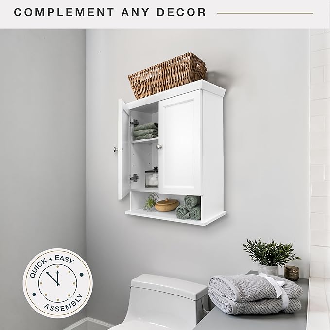 MCS 23x26 White Medicine Cabinet Organizer, Wall Mounted Bathroom Cabinet for Over-The-Toilet Storage, Bathroom Furniture & R
