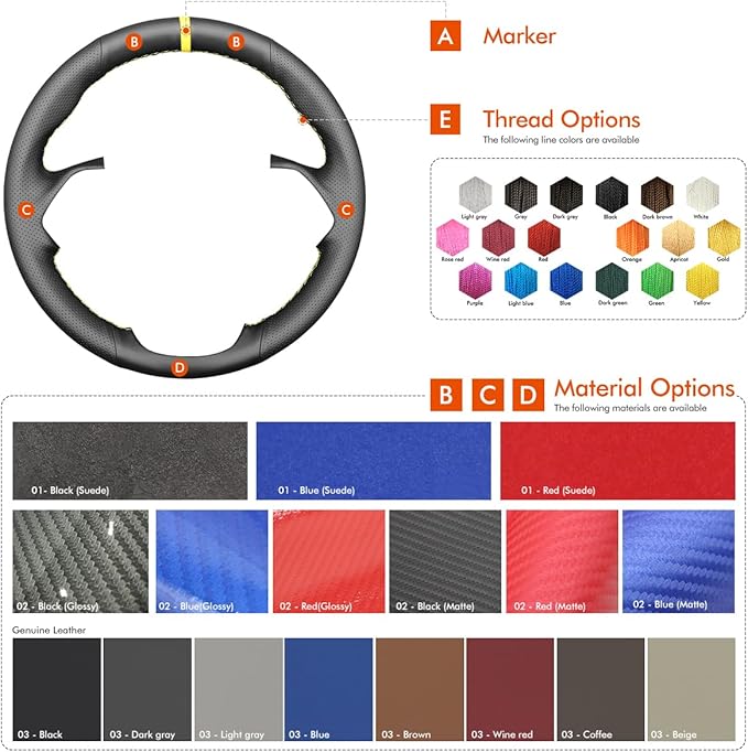 MEWANT Steering Wheel Covers for Dodge RAM 1500/1500 Classic / 2500/3500 / 5500 Hand-Stitched Genuine Leather ram Steering Wheel Wrap
