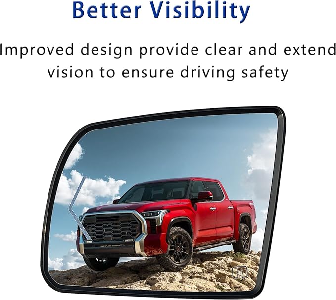 Driver Side Heated Mirror Glass Replacement For 2008-2017 Toyota Sequoia 2007-2020 Toyota Tundra - for Tundra Sequoia Side Mirror With Rear Holder and Turn Signal