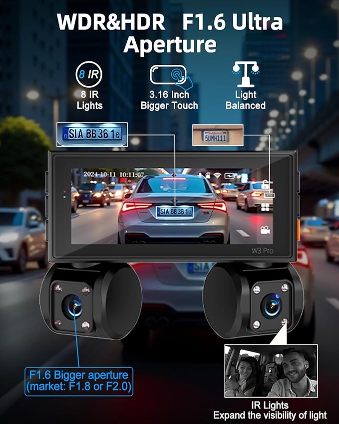 4 Channel Dash Cam Front and Rear Inside Left Right Car Dash Camera 360 View, 2.5K QHD Car Camera Supper Night Vision, 5G WiF