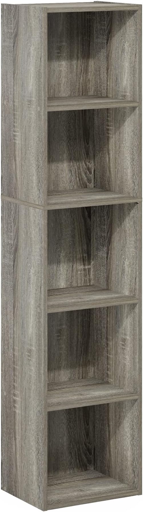 Furinno PASIR Book Shelf, 5-Tier Modern Bookshelf, Open Shelves Bookcase 9 x 12 x 52, Easy Assembly, for Living Room, Bedroom
