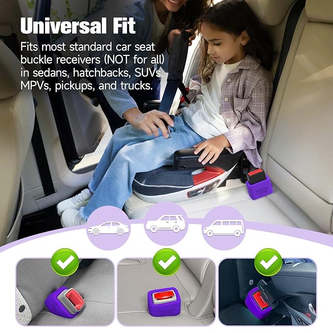 Morlike Silicone Belt Buckle Seatbelt Holder (Purple)