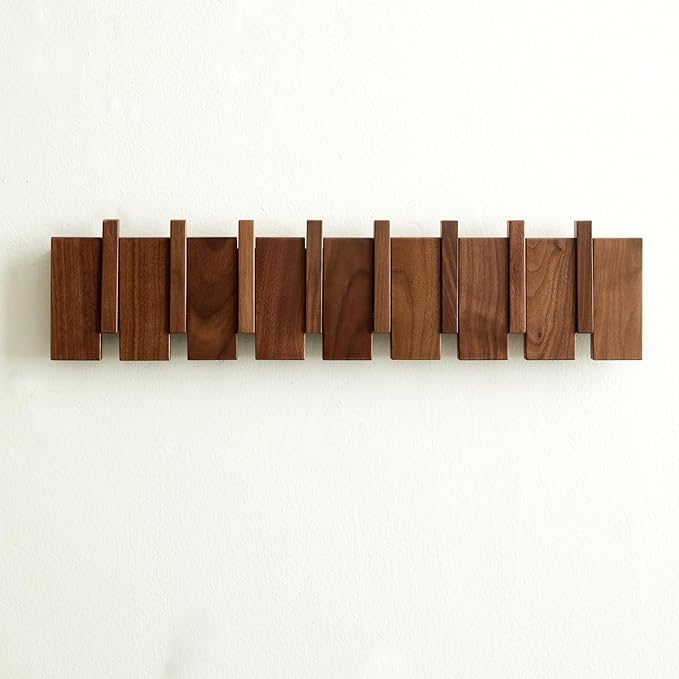 QUELLANCE Wood Coat Rack Wall Mount, Coat Hooks Hanger Wall Mounted, Heavy Duty Wall Coat Rack with 8 Hooks for Hanging Coats