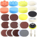 104PCS Car Headlight Restoration Kit - 3Inch Sanding Discs, Wool & Sponge Buffing Pads, Interface Pad for Car Washing, Cleani