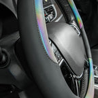 CAR-GRAND Chameleon Iridescent Reflective PU Leather Steering Wheel Cover,15Inch Universal Fit for 95% Suvs,Sedans,Vans,Truck