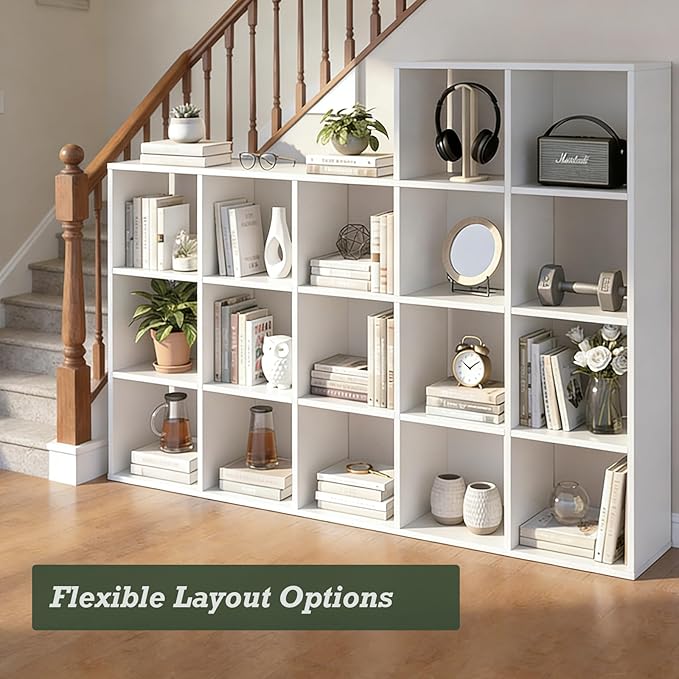 9-Cube Storage Organizer, Reversible Bookcase Shelf, Open Cube Bookshelf, Large Modern Storage for Living Room, Bedroom & Off