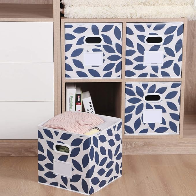 MAX Houser Fabric Storage Bins Cubes Baskets Containers with Dual Plastic Handles for Home Closet Bedroom Drawers Organizers,