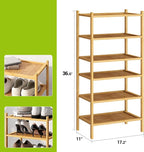 BMOSU 6-Tier Bamboo Small Shoe Rack Premium Stackable Shoe Shelf Storage Organizer for Hallway Closet Living Room Entryway Or
