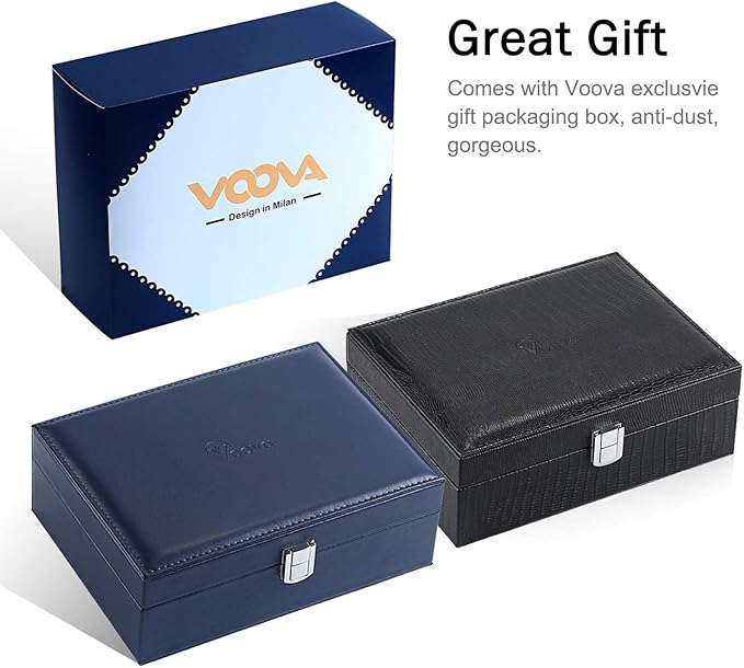 Voova Jewelry Box Organizer for Women Girls, 2 Layer Large Men Jewelry Storage Case, PU Leather Display Jewellery Holder with