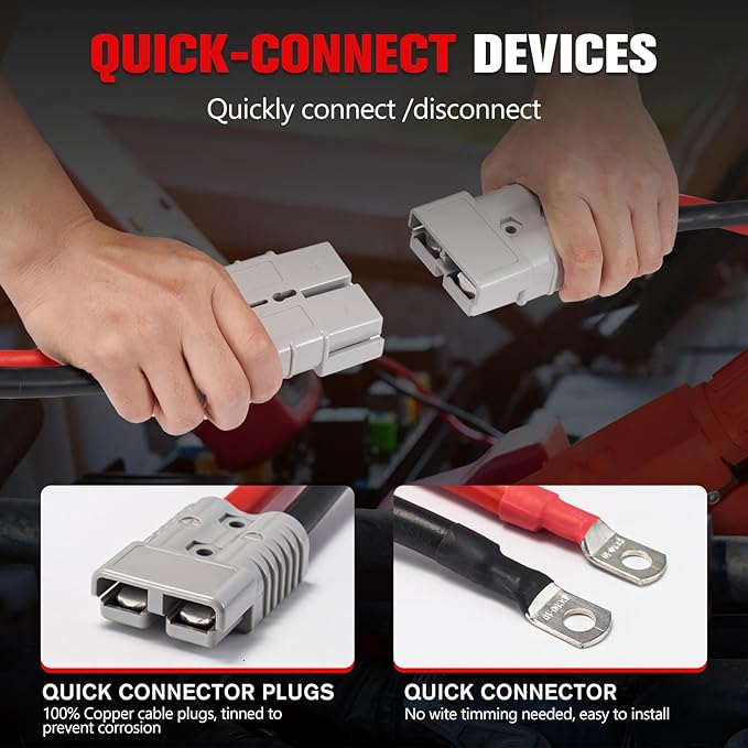 FIERYRED 2/0 Gauge 30 FT Quick Connect Jumper Cables, 1500A Heavy Duty Booster Cables with Travel Bag, Heavy Duty Battery Jumper Cable for Truck, Diesel Trucks, SUV and Car
