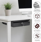 Under Desk Drawer 15.7" x 11.8" x 4.3", Under Desk Pull Out Drawer with Lock and Keys, 4.3” & 7.5” Optional Bracket Height, S