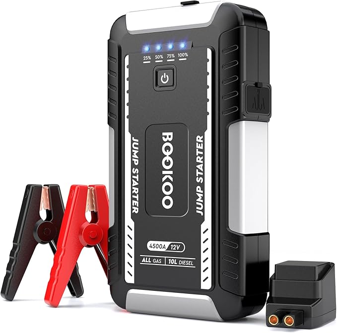 BOOKOO Portable Car Jump Starter, 4500A Jump Start Battery Pack up to 10.0L Gas/ 8.0L Diesel Engines, 12V Car Battery Jump