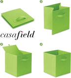 Casafield Set of 6 Collapsible Fabric Cube Storage Bins, Lime Green - 11" Foldable Cloth Baskets for Shelves, Cubby Organizer