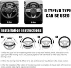 Yourkar Car Steering Wheel Cover, 15 Inch Leather D-Shaped Comfy Grip Steering Wheel Protector, Anti-Slip Steering Wheel Cove
