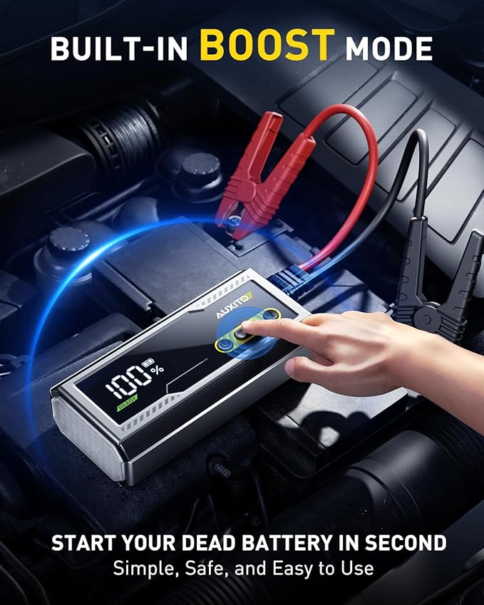 AUXITO 6000A Jump Starter, 12V Car Battery Jump Starter, Up to All Gas & 12L Diesel Engine with LED Display, Portable Jump