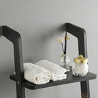 Taozun Black Blanket Ladder with Shelf for Living Room, 67-Inch Wooden 5-Tier Farmhouse Towels and Quilt Rack Decor - Wall Le