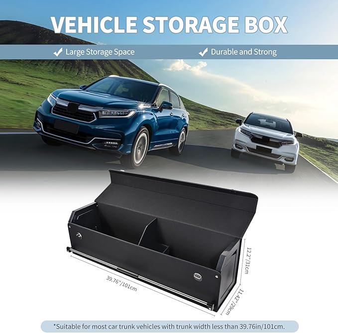 Car Trunk Organizer for Honda CR-V 2017-2022, Collapsible Sturdy Trunk Storage Container with Lid and Handle Large Leather Car