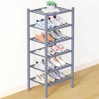 Smiry Bamboo Shoe Rack for Closet, 6 Tier Small Wooden Stackable Shoe Organizer, Free Standing Shoes Storage Shelf for Entryw