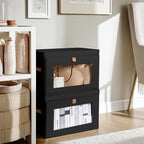 Homsorout Collapsible Storage Bins - Large Stackable Organizer Bins, Decorative Boxes with Handles & Window, Fabric Container
